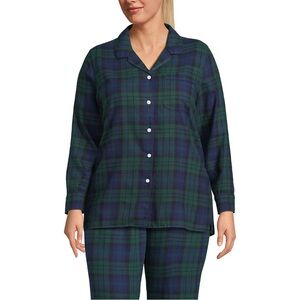 NWT Lands End Flannel Pajama Top in “Deep Forest Blackwatch Plaid”